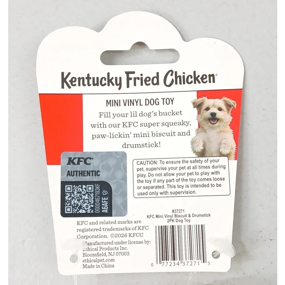 KFC Dog Toy 3pc Set Mini Soda Cup Biscuit Drumstick Small Dogs Red White